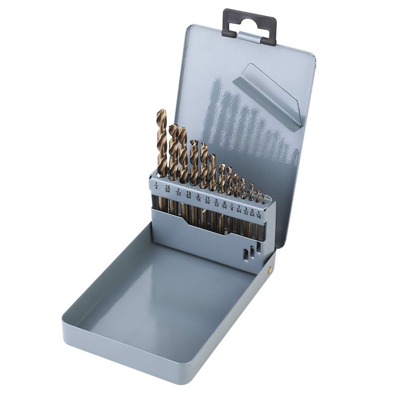 BAIDETS 1/16"-1/4" Cobalt Drill Bits Set 13Pcs - M35 1/16-1/4 Inch HSS Metal Twist Drill Bits Set for Hard Metal, Stainless Steel, Cast Iron, Plastic, Wood, Other Materials - Image 1